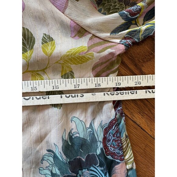 Soft Surroundings Floral Tunic Top M Metallic Threads Ruffles Tassels - Picture 5 of 9